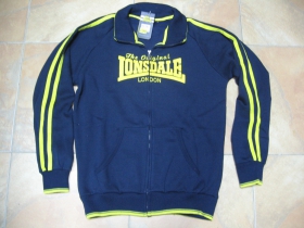 Lonsdale, pánska mikina na zips tmavomodrá so žltým vyšívaným logom  35% bavlna  65% polyester 